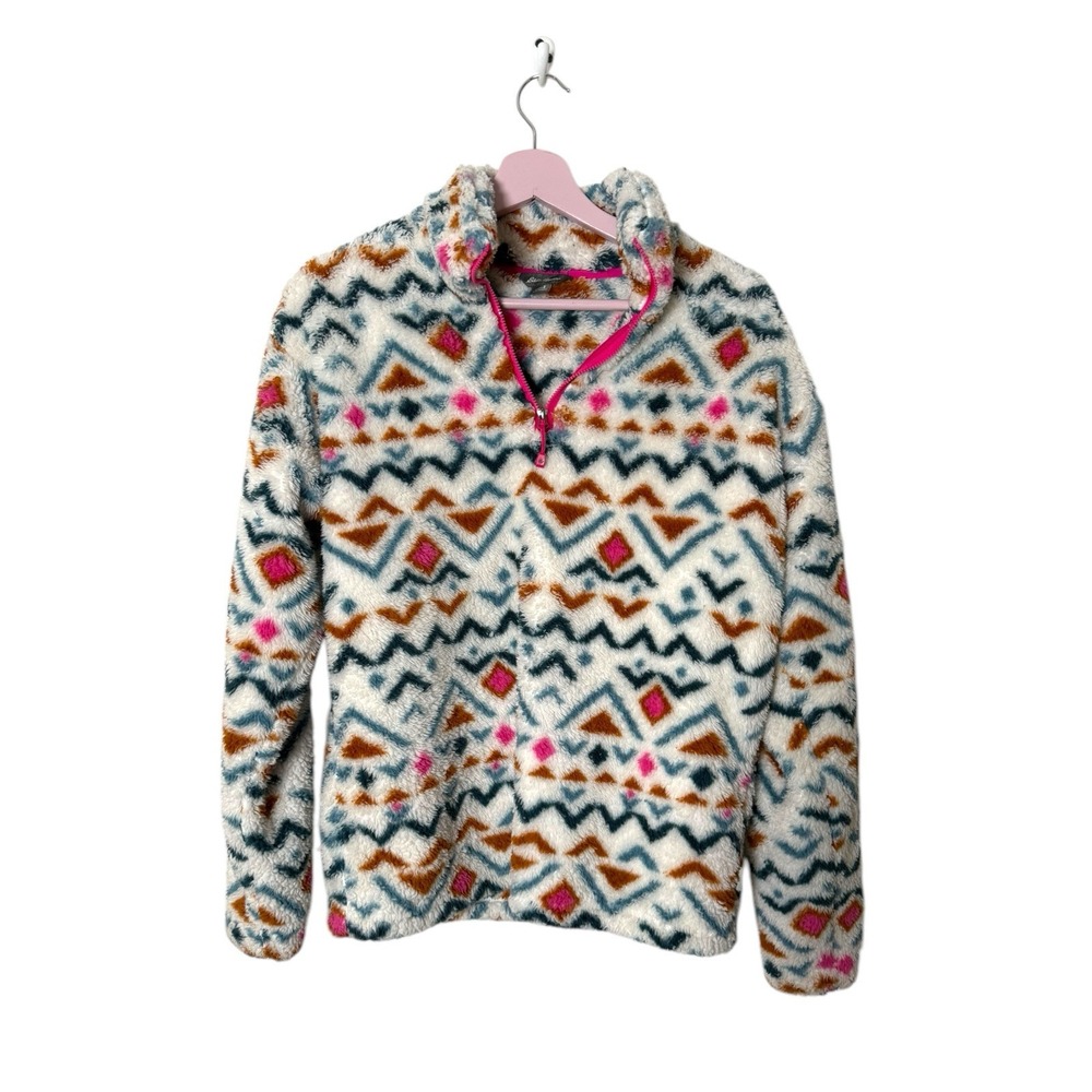Eddie Bauer‎ 1/4 Zip Fleece Pullover Sweater Southwestern Aztec colorful